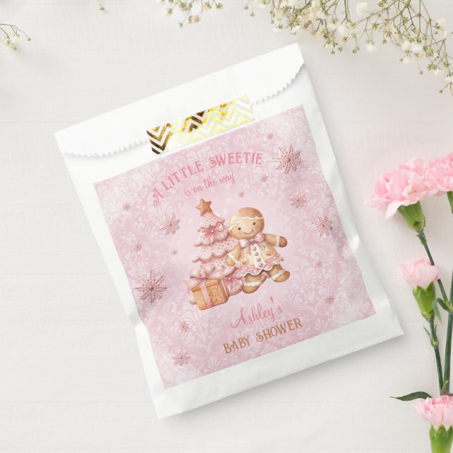 Gingerbread Man Girl Pink Weihnachtsdusche Geschenktütchen (Versiegelt)