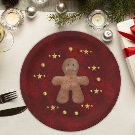Gingerbread Man Gold Weihnachtsdekorationen Pappteller