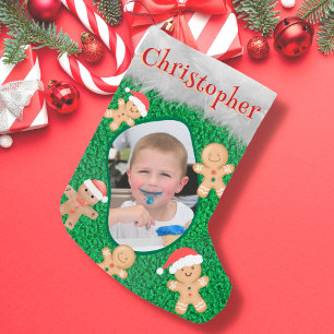 Gingerbread Man Green Niedlich Fun Adortable Foto Kleiner Weihnachtsstrumpf