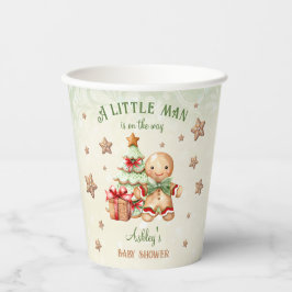 Gingerbread Man Green Red Christmas Baby Dusche Pappbecher