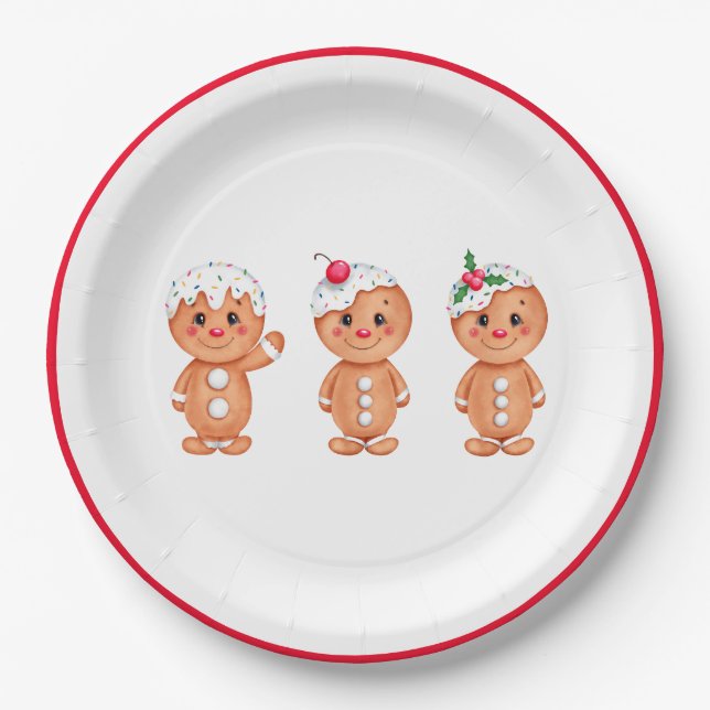 Gingerbread Man Holiday Festliche Weihnachten Sais Pappteller (Vorderseite)