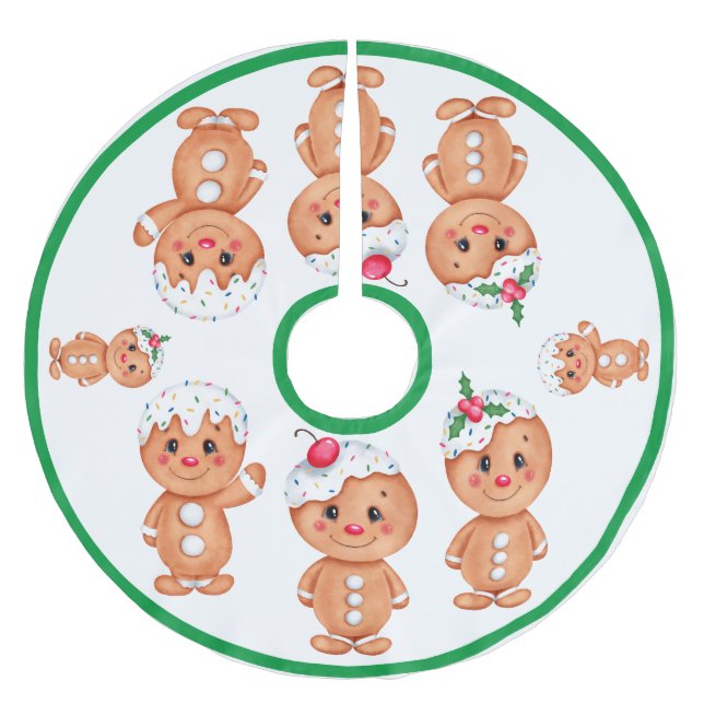 Gingerbread Man Holiday Festliche Weihnachten Sais Polyester Weihnachtsbaumdecke (Vorderseite)