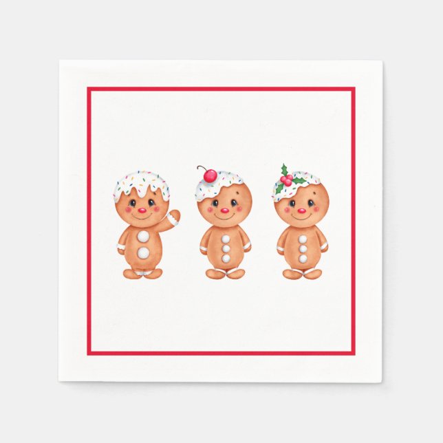 Gingerbread Man Holiday Festliche Weihnachten Sais Serviette (Vorderseite)