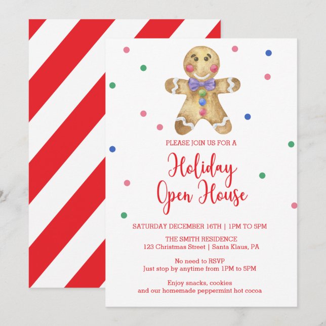 Gingerbread man - Holiday Open House Einladung (Vorne/Hinten)