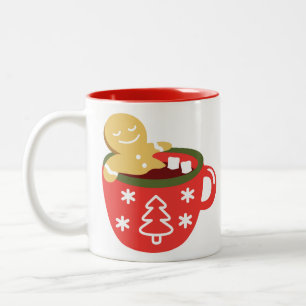 Gingerbread Man Hot Chocolate Jacuzzi Zweifarbige Tasse