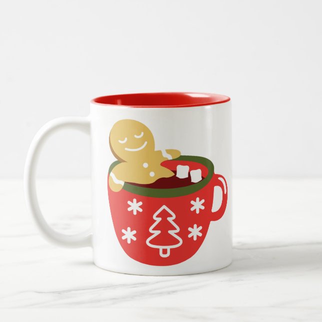 Gingerbread Man Hot Chocolate Jacuzzi Zweifarbige Tasse (Links)
