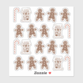 Gingerbread Man House Candy Cane Weihnachtskeks Aufkleber