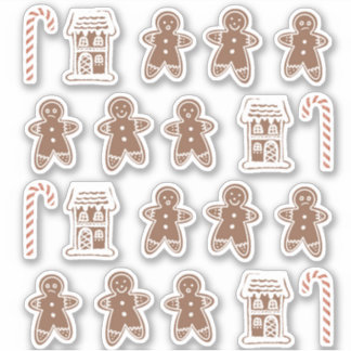 Gingerbread Man House Candy Cane Weihnachtskeks Aufkleber