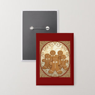 Gingerbread Man Kekse Weihnachten Jugendstil Button