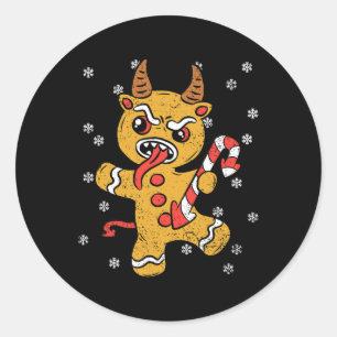 Gingerbread Man Krampus Weihnachts Pajama Weihnach Runder Aufkleber