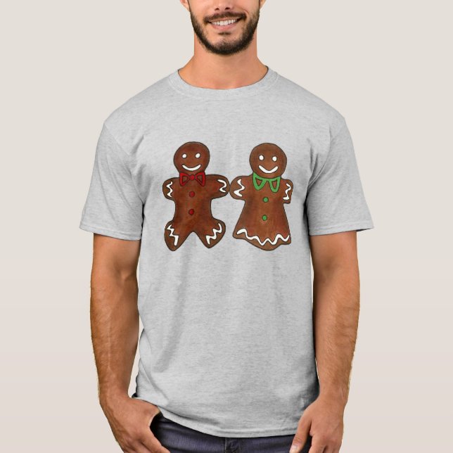 Gingerbread Man Lady Weihnachtskekse Couple T-Shirt (Vorderseite)