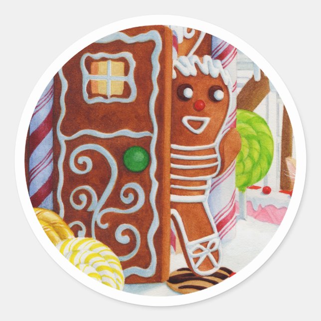 GINGERBREAD MAN Large Round Stickers (Vorderseite)