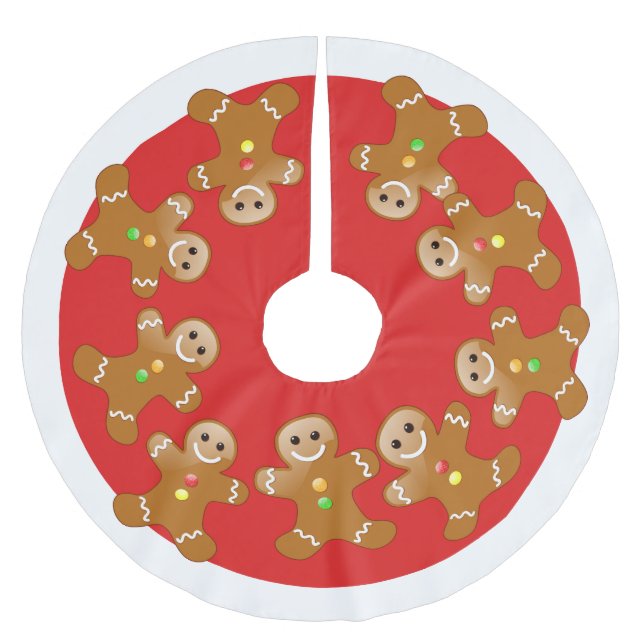 Gingerbread Man Line Polyester Weihnachtsbaumdecke (Vorderseite)