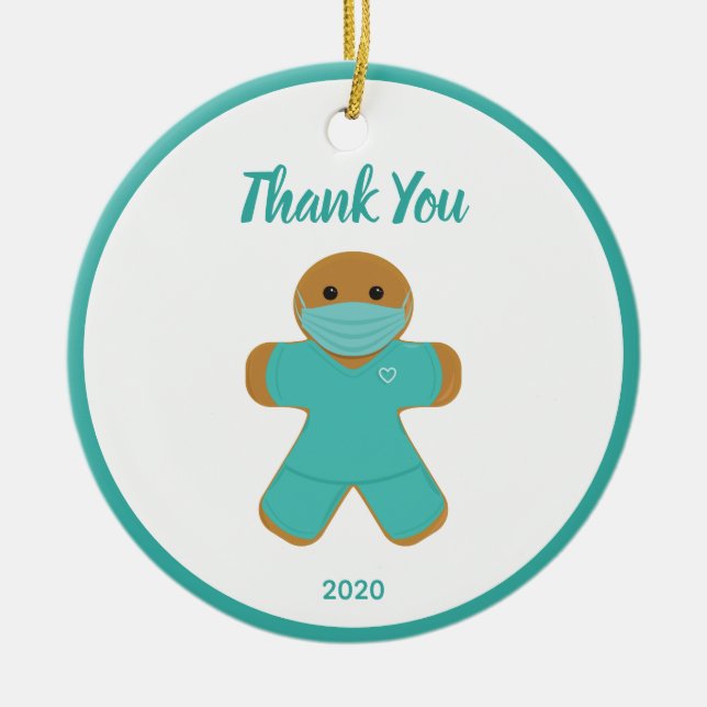 Gingerbread Man Medical Nurse Doctor Danke Keramik Ornament (Vorne)