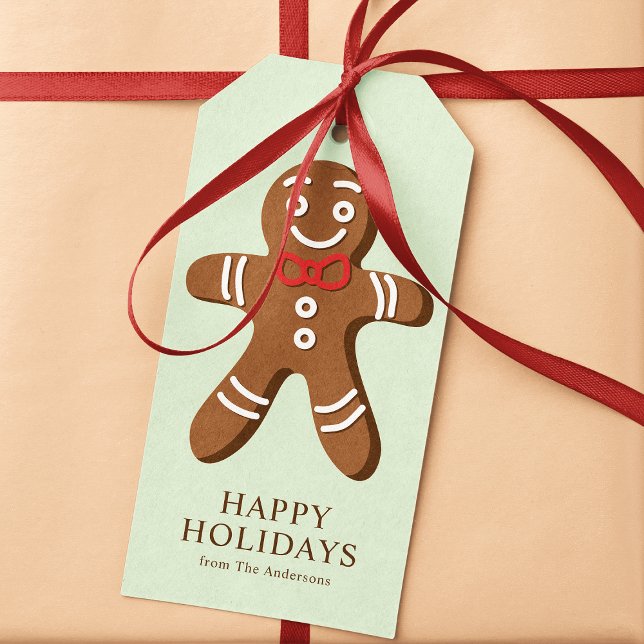 Gingerbread Man Mint Green Christmas Geschenkanhänger (Von Creator hochgeladen)