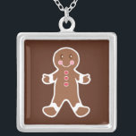 Gingerbread Man Necklace Versilberte Kette<br><div class="desc">Ein niedlicher Lebkuchenjunge schmückt diese Halskette. Tragen Sie diese niedliche kleine Felle während der Ferien,  oder jeden Tag! Das Design stammt aus der Originalkunst.</div>