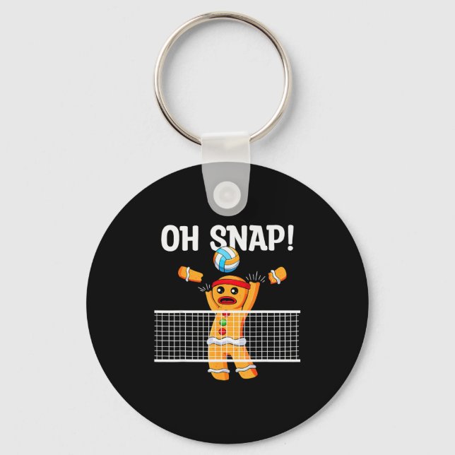 Gingerbread Man Oh Snap Christmas Volleyball Playe Schlüsselanhänger (Vorderseite)