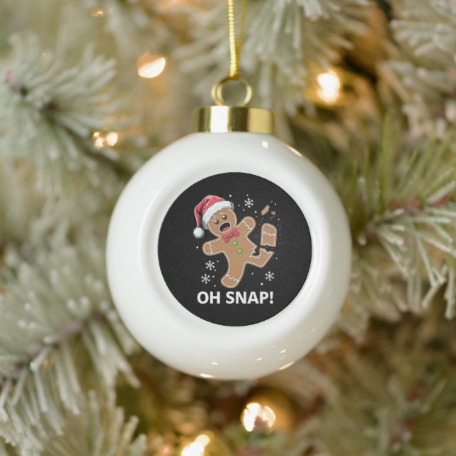 Gingerbread Man Oh Snap Weihnachtskeks Keramik Kugel-Ornament (Baum)