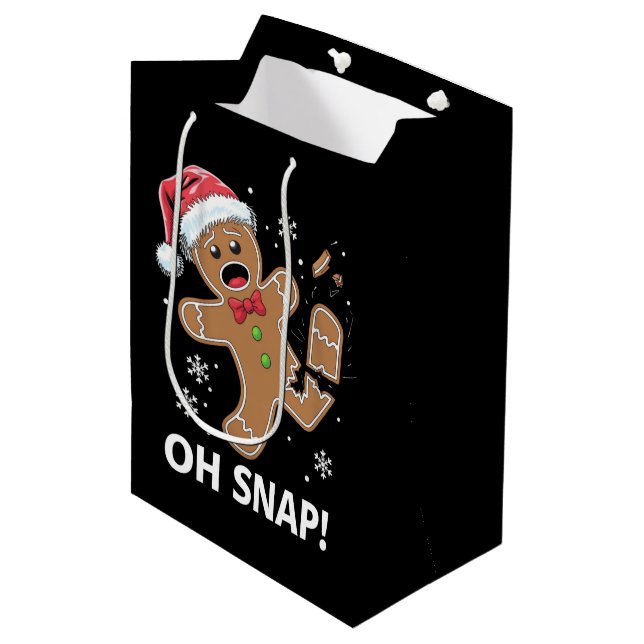 Gingerbread Man Oh Snap Weihnachtskeks Mittlere Geschenktüte (Vorderseite Schrägansicht)