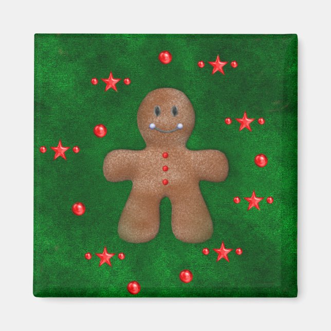 Gingerbread Man on Green Magnet (Vorne)