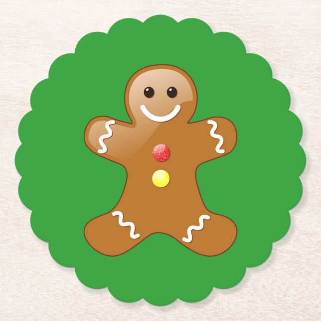 Gingerbread Man on Green Untersetzer (Vorderseite)