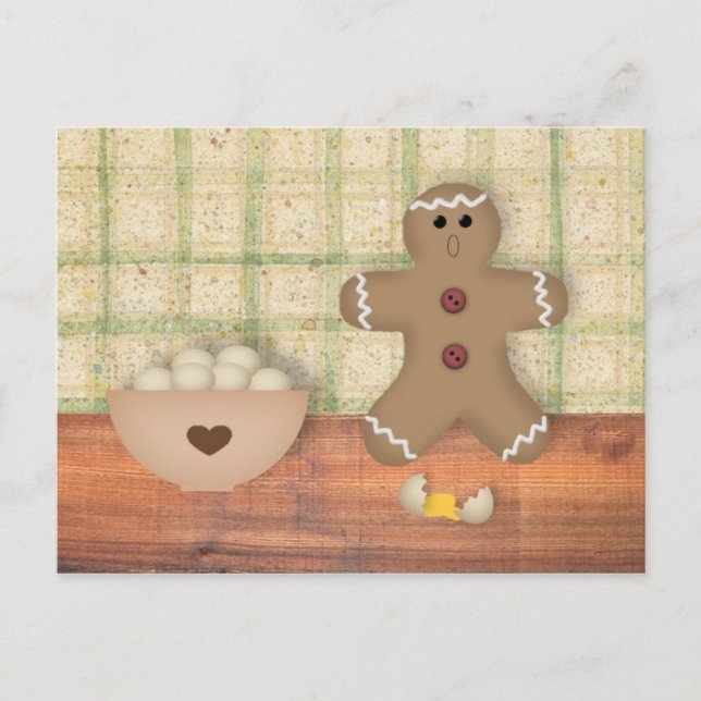 Gingerbread Man "Oops" Rezeptkarte Postkarte (Vorderseite)