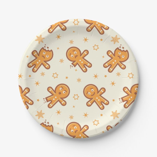 Gingerbread Man Pattern Pappteller (Vorderseite)