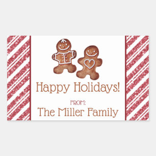 Gingerbread Man Personalisiert Holiday Rechteckiger Aufkleber