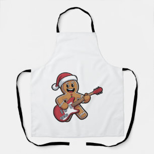 Gingerbread Man Play Guitar Electric Weihnachten Schürze