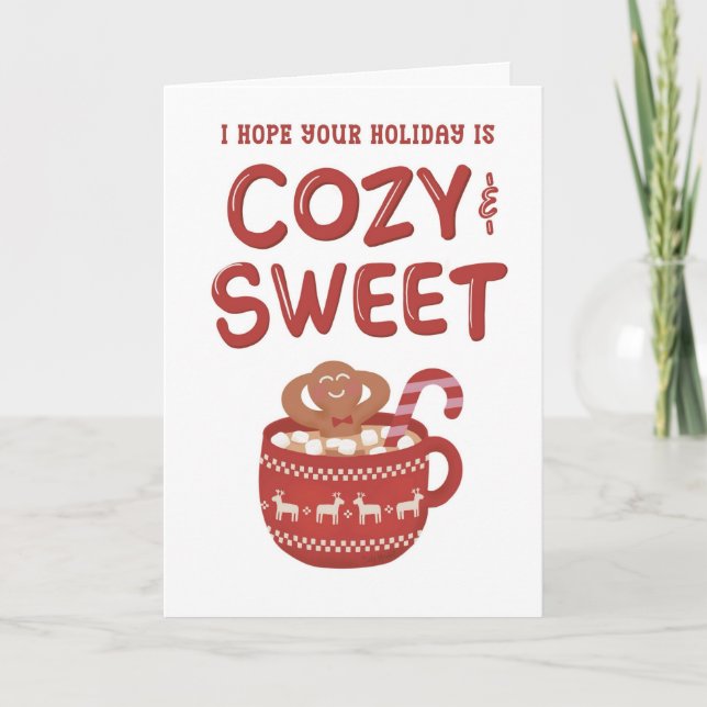 Gingerbread Man Relaxing In Mug Christmas Holiday Karte (Vorderseite)
