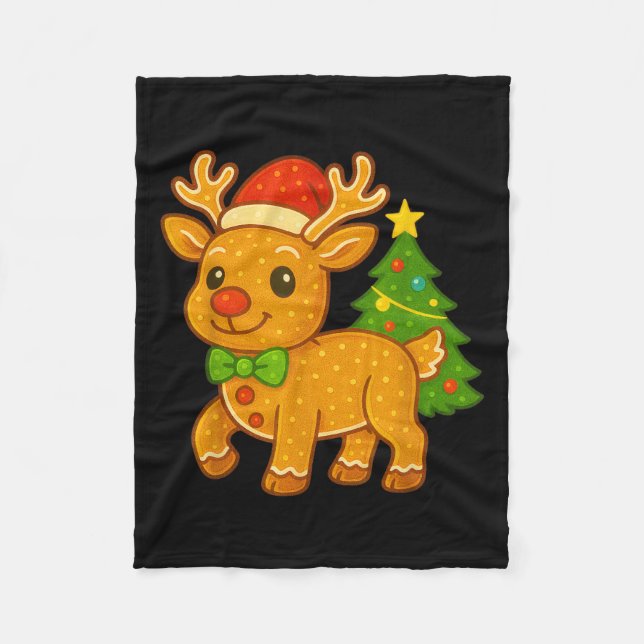 Gingerbread Man Rentier Weihnachtsmannmütze Weihna Fleecedecke (Vorderseite)