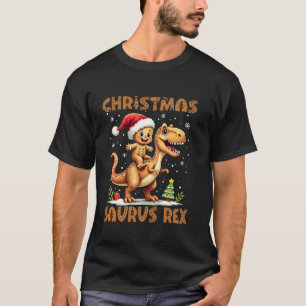 Gingerbread Man Riding Dinosaur T rex Weihnachten  T-Shirt