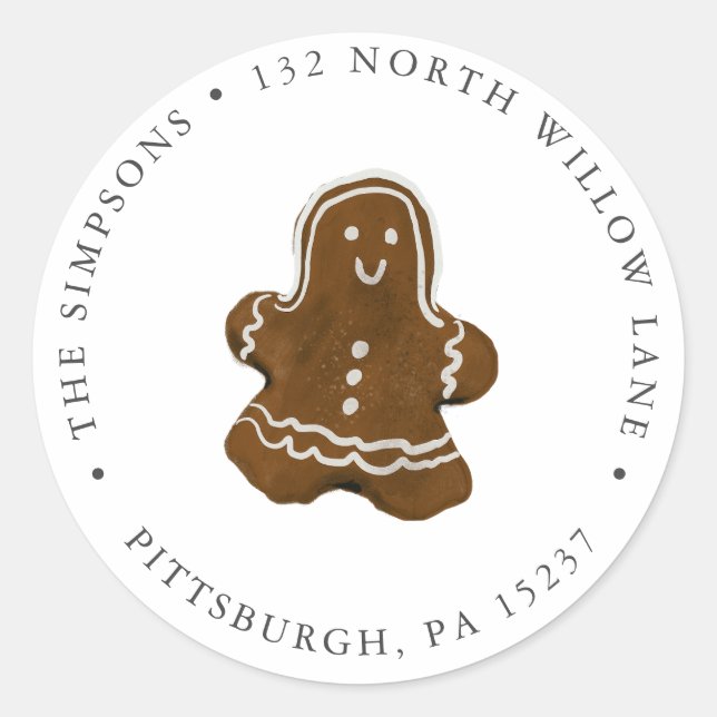 Gingerbread Man Rücksendeadresse Runder Aufkleber (Vorderseite)
