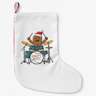 Gingerbread Man Schlagzeugspieler Lustiger Weihnac Kleiner Weihnachtsstrumpf