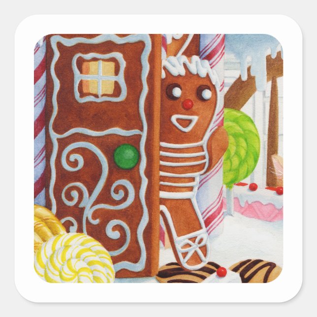 GINGERBREAD MAN Small Square Stickers (Vorderseite)