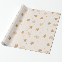 Gingerbread Man Snowflakes Weihnachtsmuster Geschenkpapier