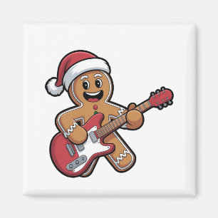 Gingerbread Man spielt E-Gitarre Weihnachten  Magnet