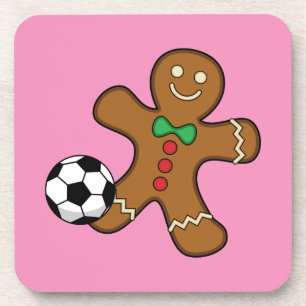 Gingerbread Man spielt Fußball Getränkeuntersetzer