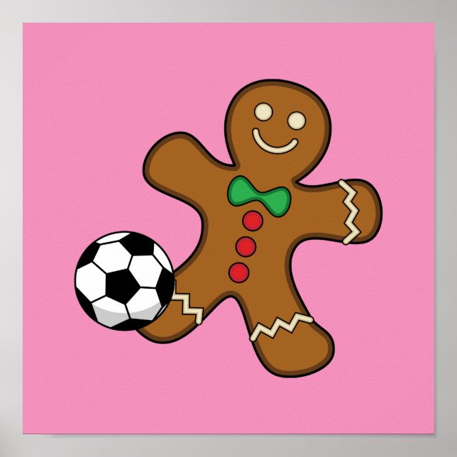 Gingerbread Man spielt Fußball Poster (Vorne)