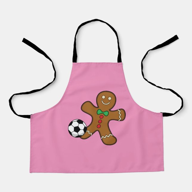 Gingerbread Man spielt Fußball Schürze (Vorderseite)