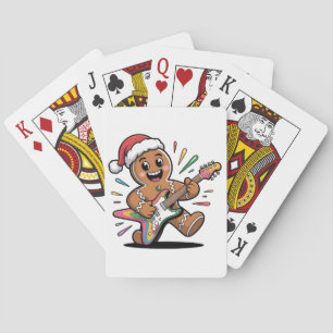 Gingerbread Man spielt Gitarre Electric Santa Spielkarten