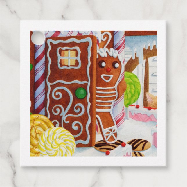 GINGERBREAD MAN Square Gift Tags Geschenkanhänger (Vorderseite)