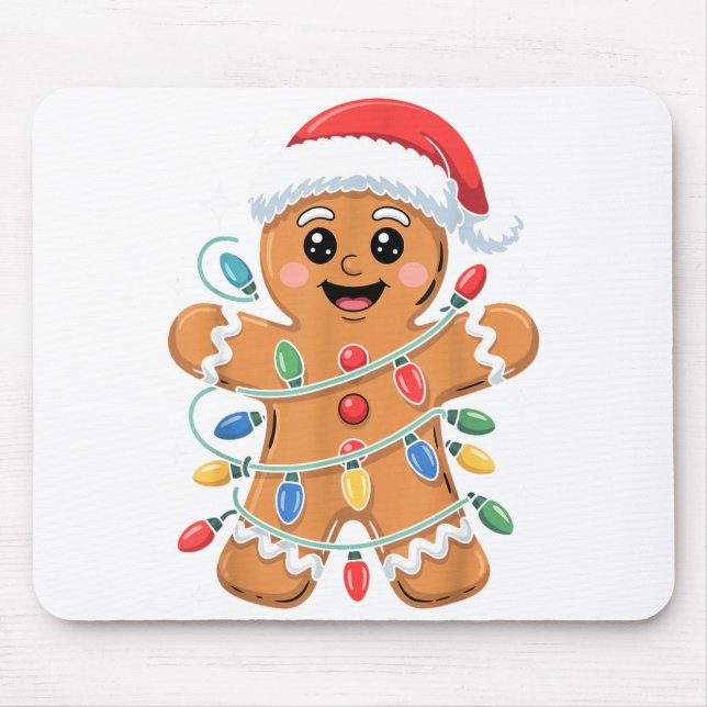 Gingerbread Man Tangled Christmas Lights  Mousepad (Vorne)
