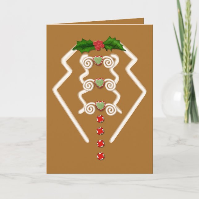 Gingerbread Man Tuxedo Feiertagskarte (Vorderseite)