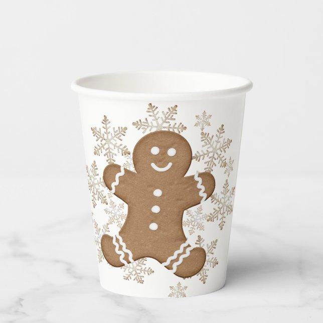 Gingerbread Man und Snowflake Cookies Pappbecher (Rückseite)