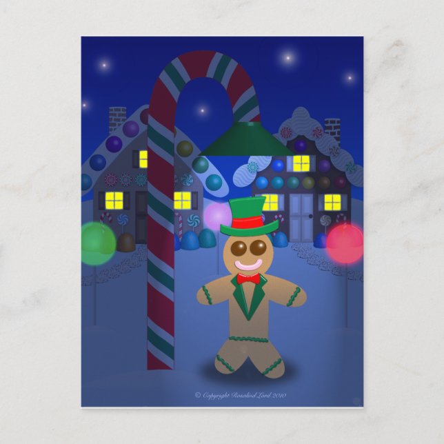 Gingerbread Man unter Candy Lamp Postkarte (Vorderseite)