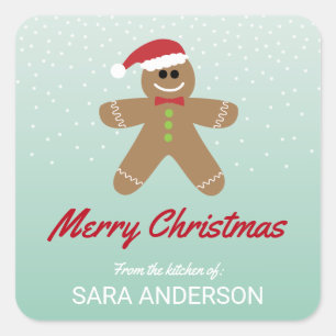 Gingerbread Man Weihnachten aus der Küche von Quadratischer Aufkleber