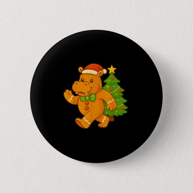 Gingerbread Mann Angesagte Weihnachtsmannmütze Hip Button (Vorderseite)