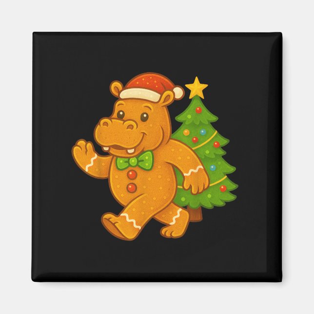 Gingerbread Mann Angesagte Weihnachtsmannmütze Hip Magnet (Vorne)