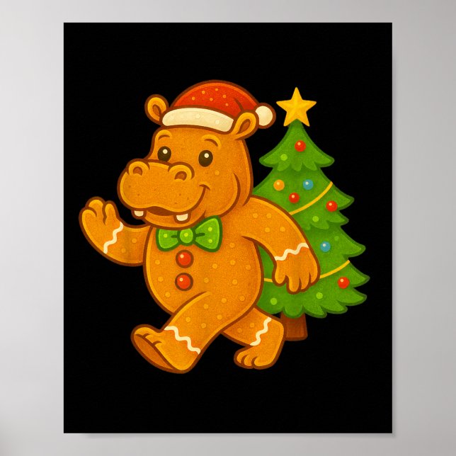 Gingerbread Mann Angesagte Weihnachtsmannmütze Hip Poster (Vorne)